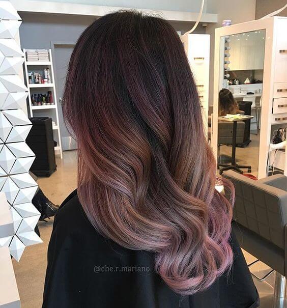 Long hair with pink and orange ombre