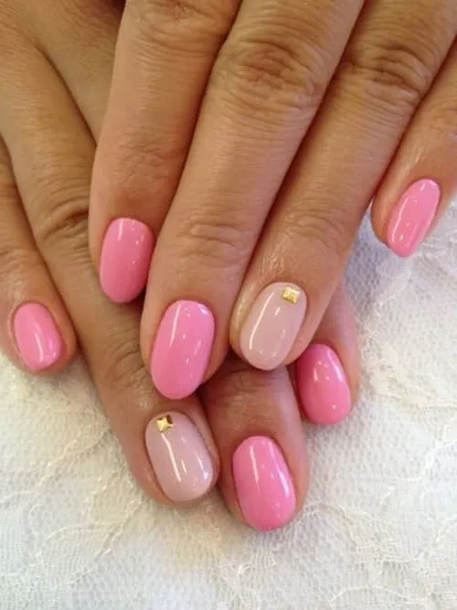 Beautiful Light Pink Nails Rhinestones Manicure Stock Photo 615063524