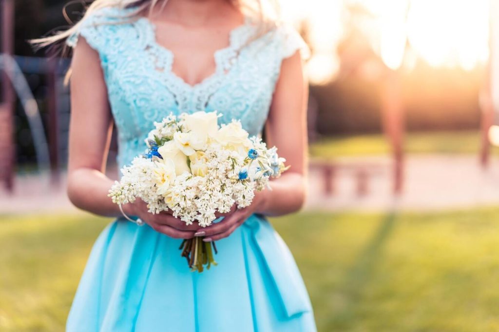 Bridesmaid in a blue dress