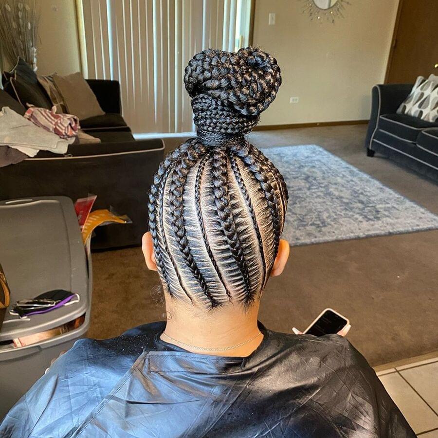 Braided bun style for black-hair