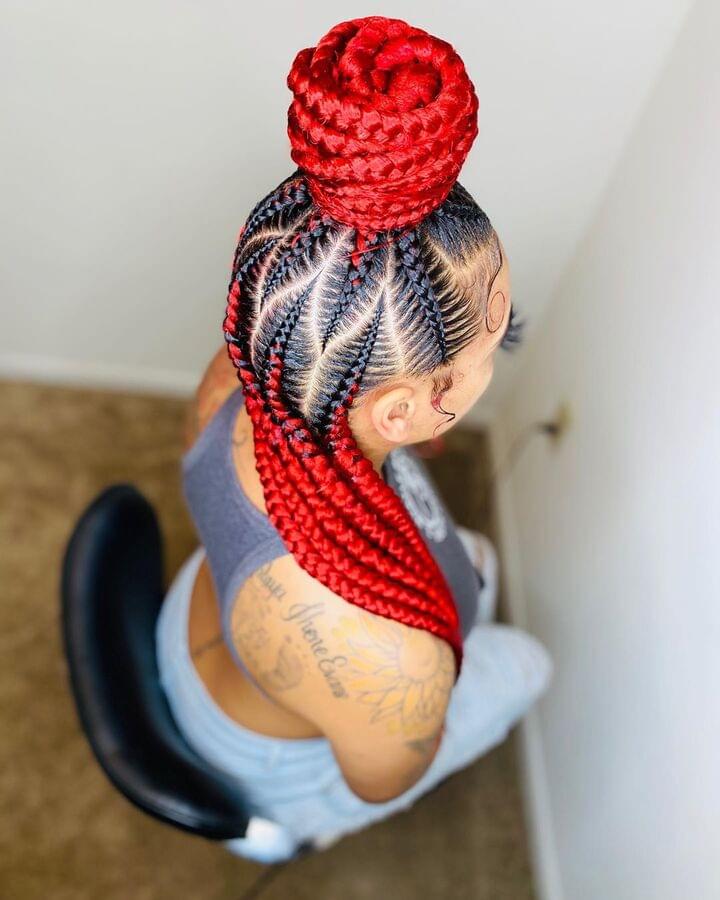 Braided bun style for black-hair