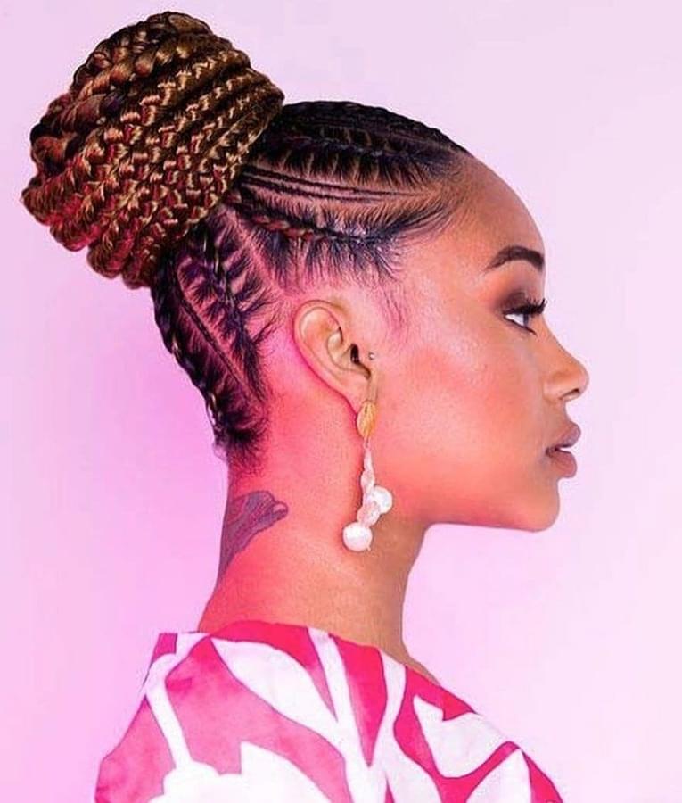 Braided bun style for black-hair