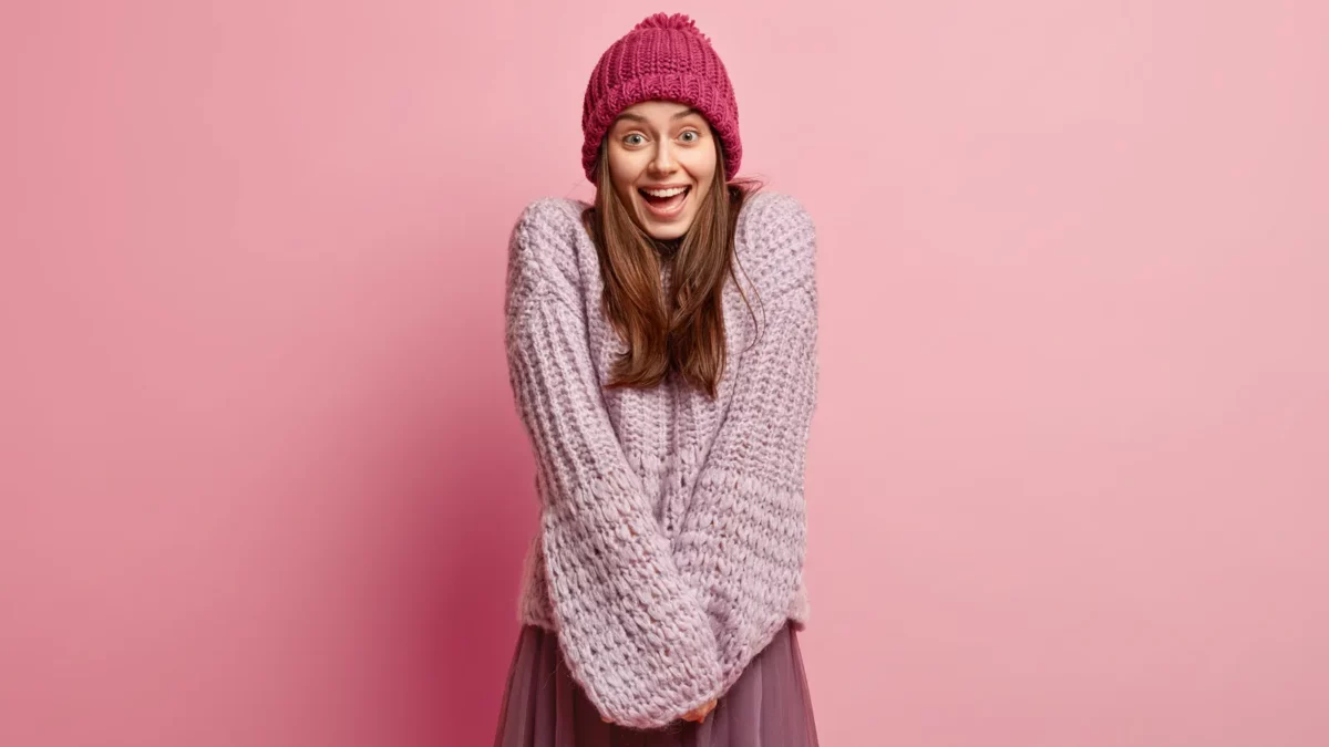 Woman wearing fashionable sweater