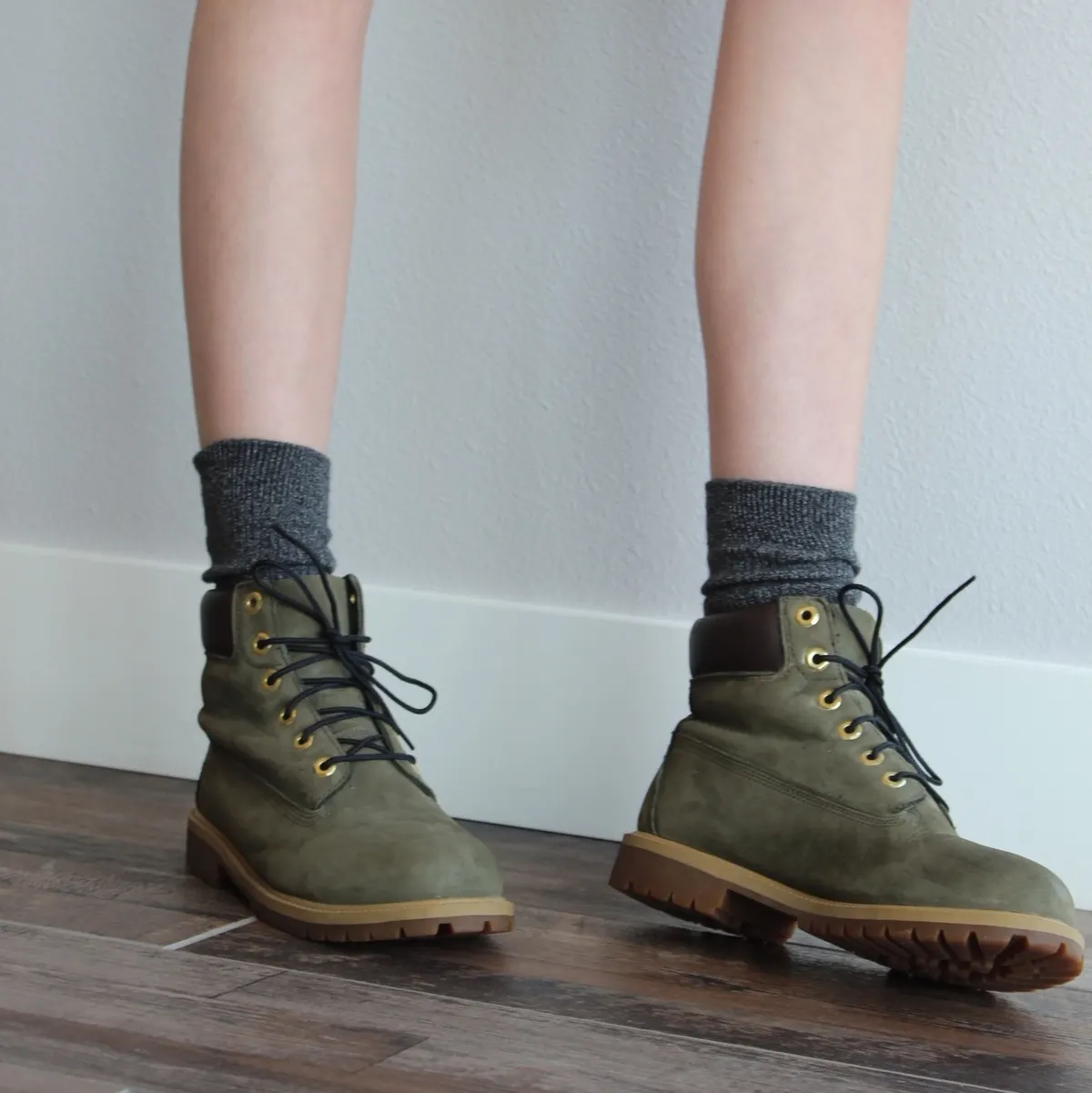Dark green timberland boots