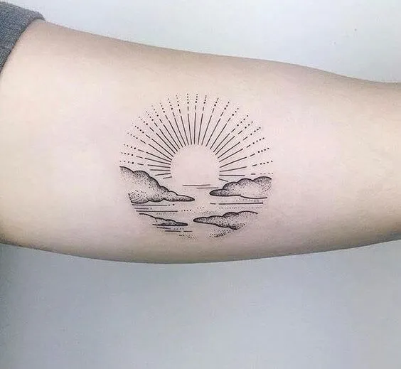 Minimalistic tattoo in the form of a beautiful sunset is sometimes everything you need for summer vacation.