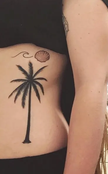 A few summer symbols combined in one area to create a mix of tattoos