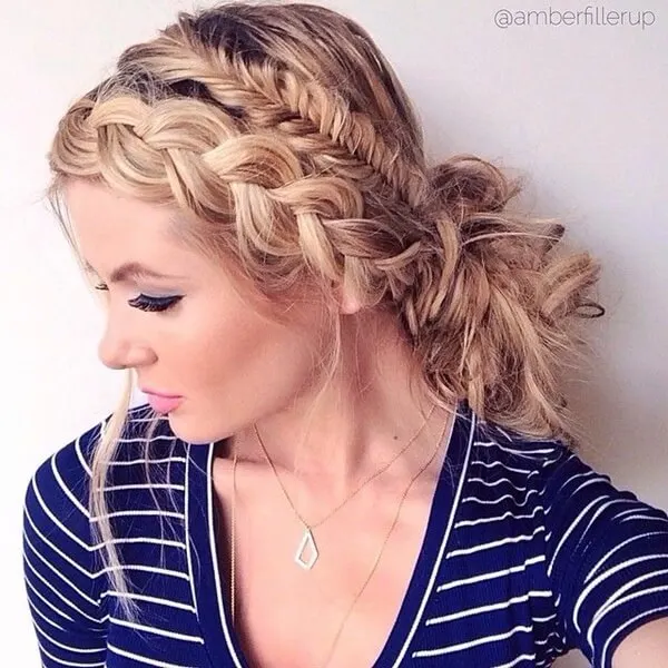 Combination of two French braids