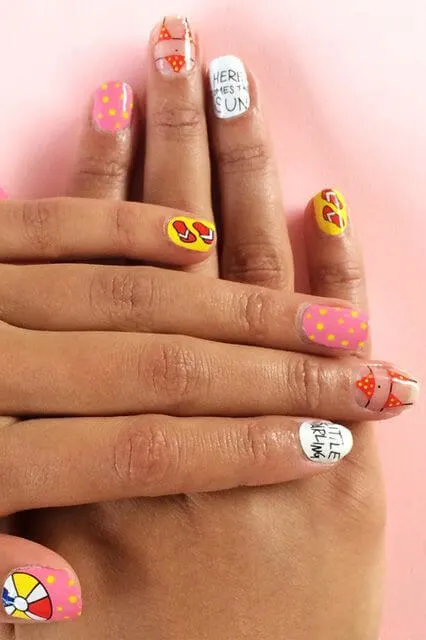 Nail Design with Summer Motifs