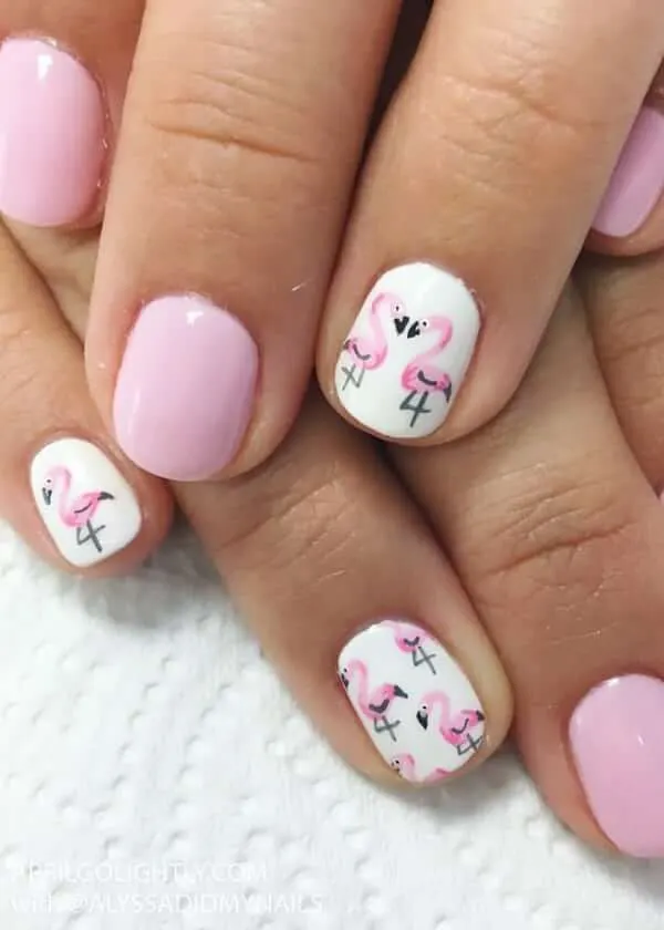 Pink Flamingos Nail Desing