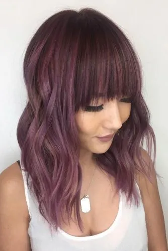 Lilac Hairstyle with Bangs