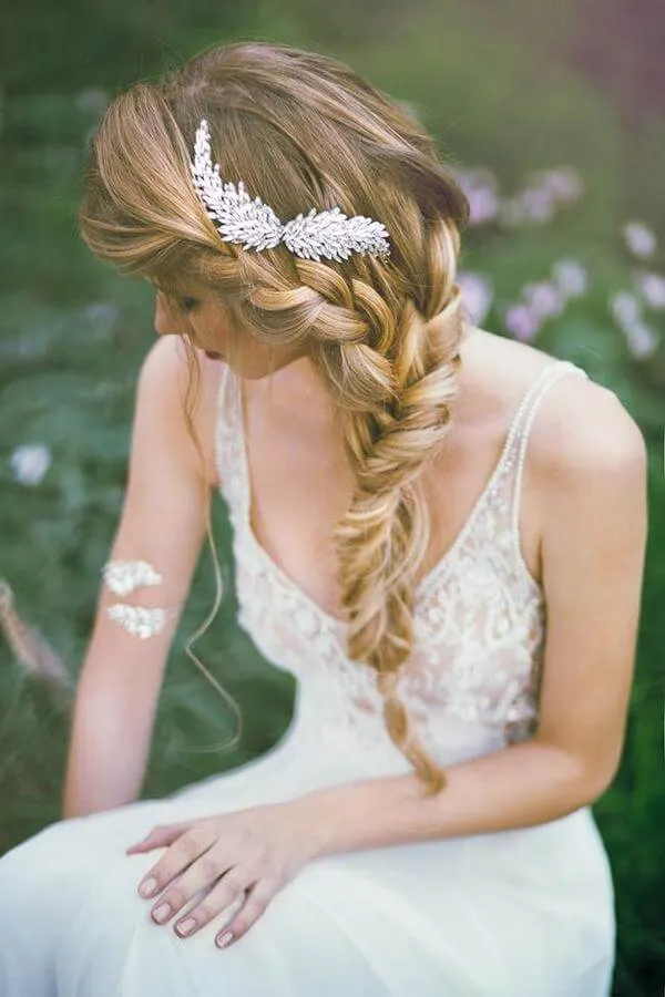 A side braid and long hair