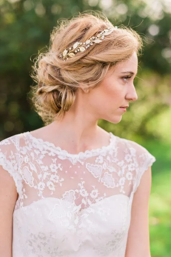 Headband with Gold Leaves