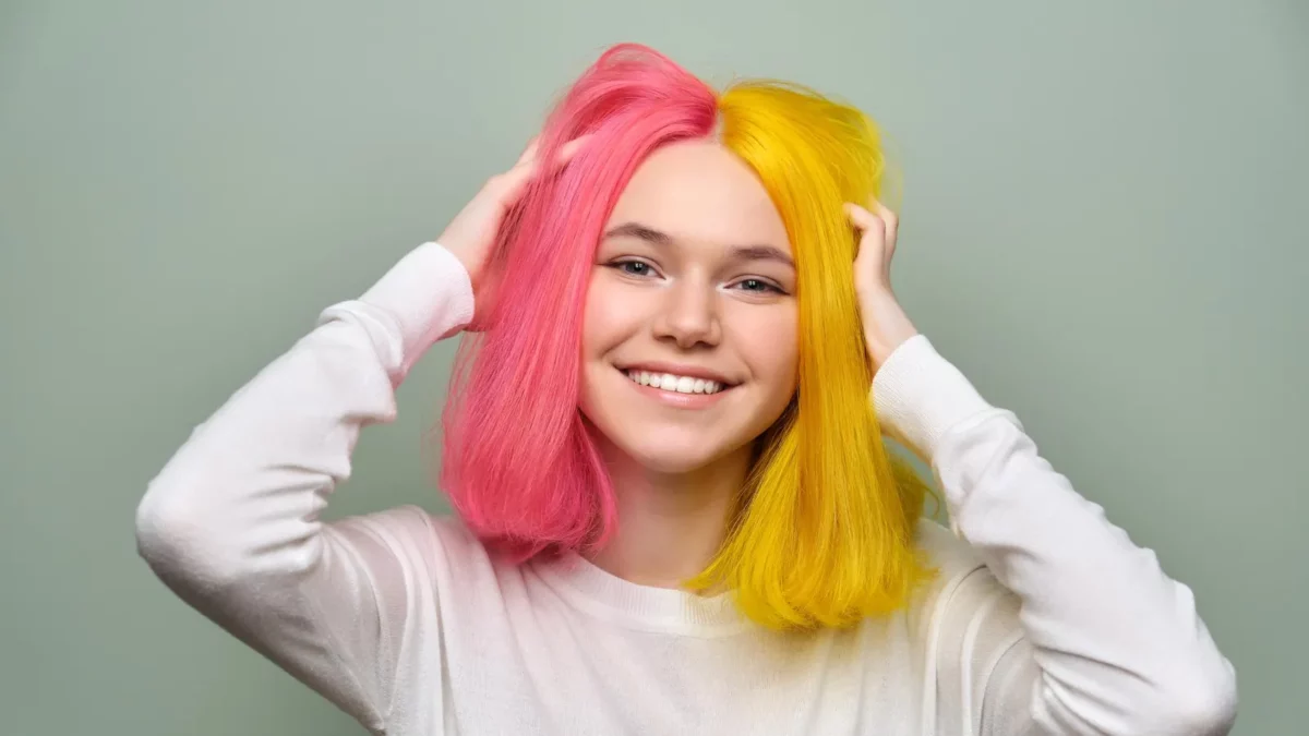 Girl with colored hair