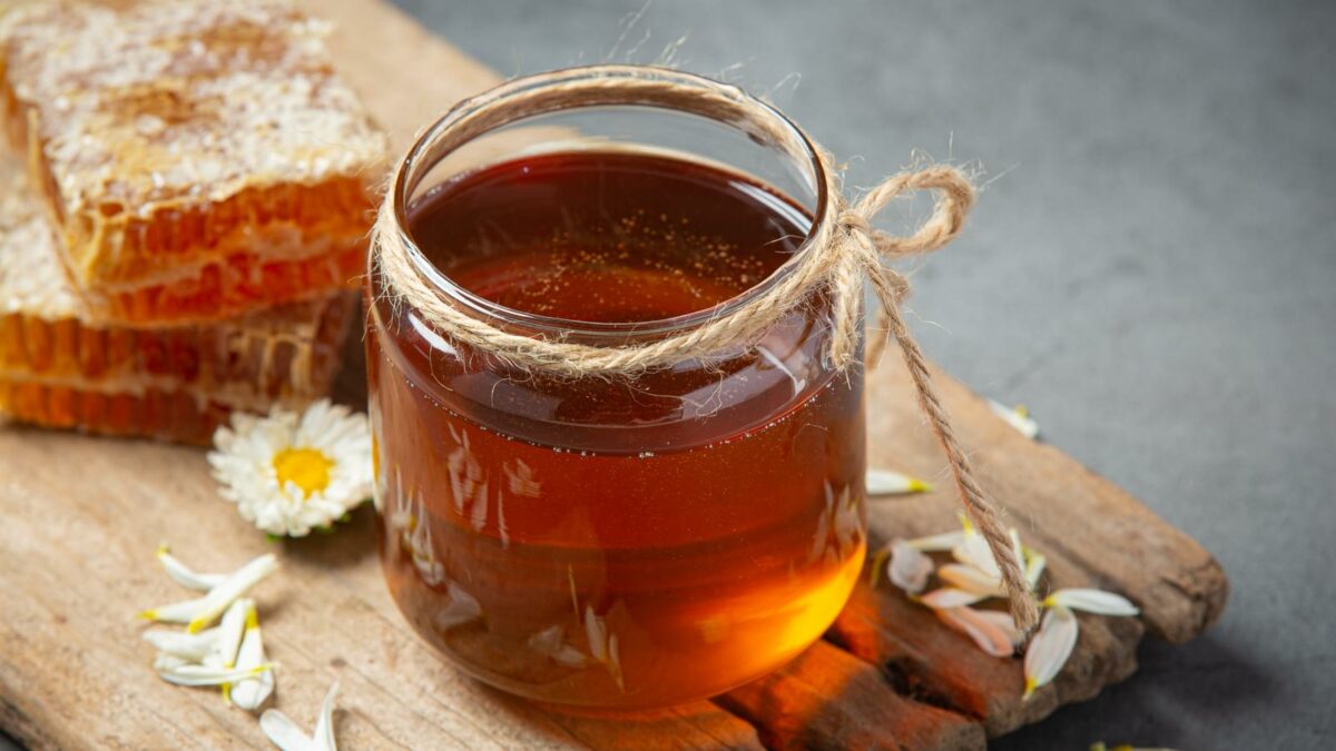 Delicious honey on dark backgroud