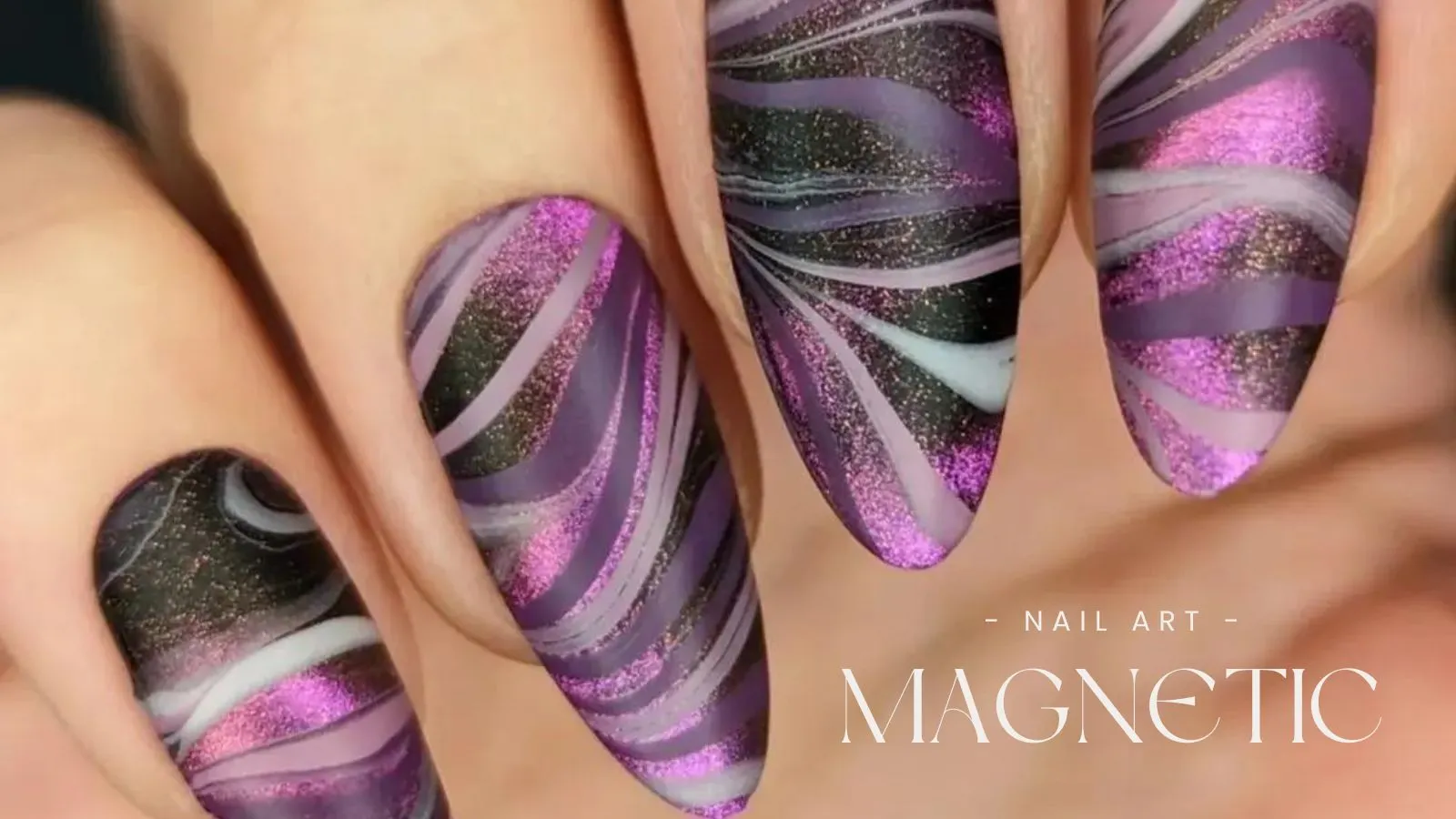 1. Lave Der Pink Blue Magnetic Nail Design - wide 5