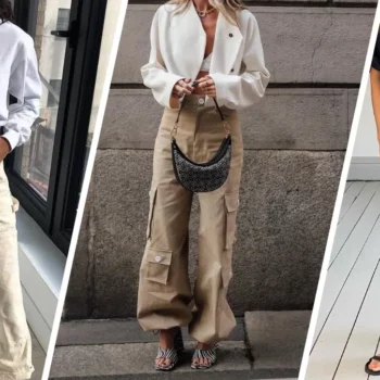 A collage with women wearing stylish cargo pants