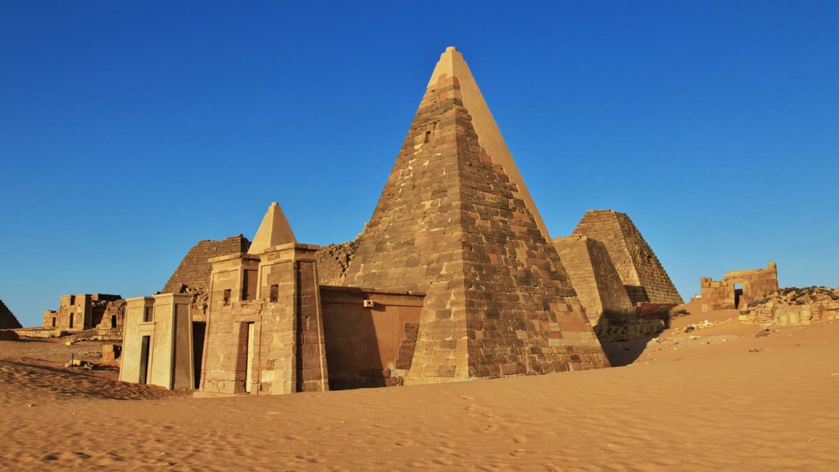 Ancient pyramids Meroe Sudan desert