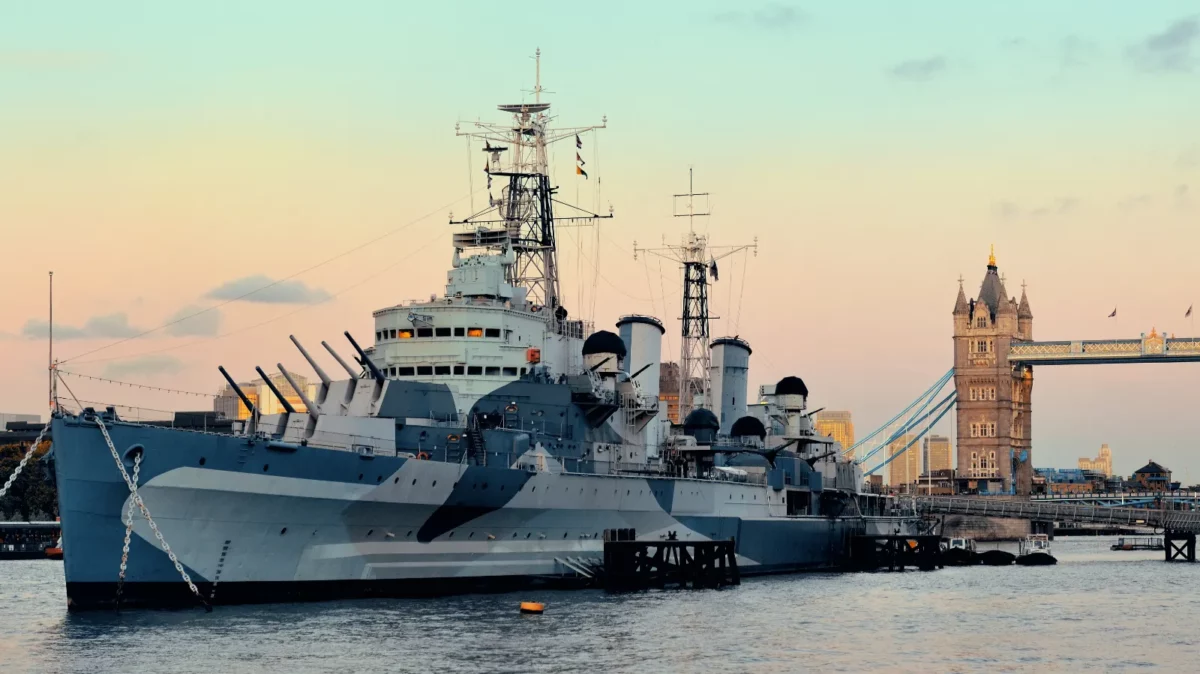 HMS Belfast warship in London