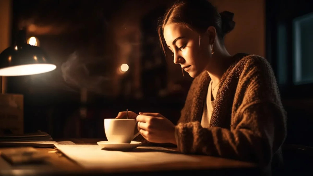 Woman enjoy coffee at home