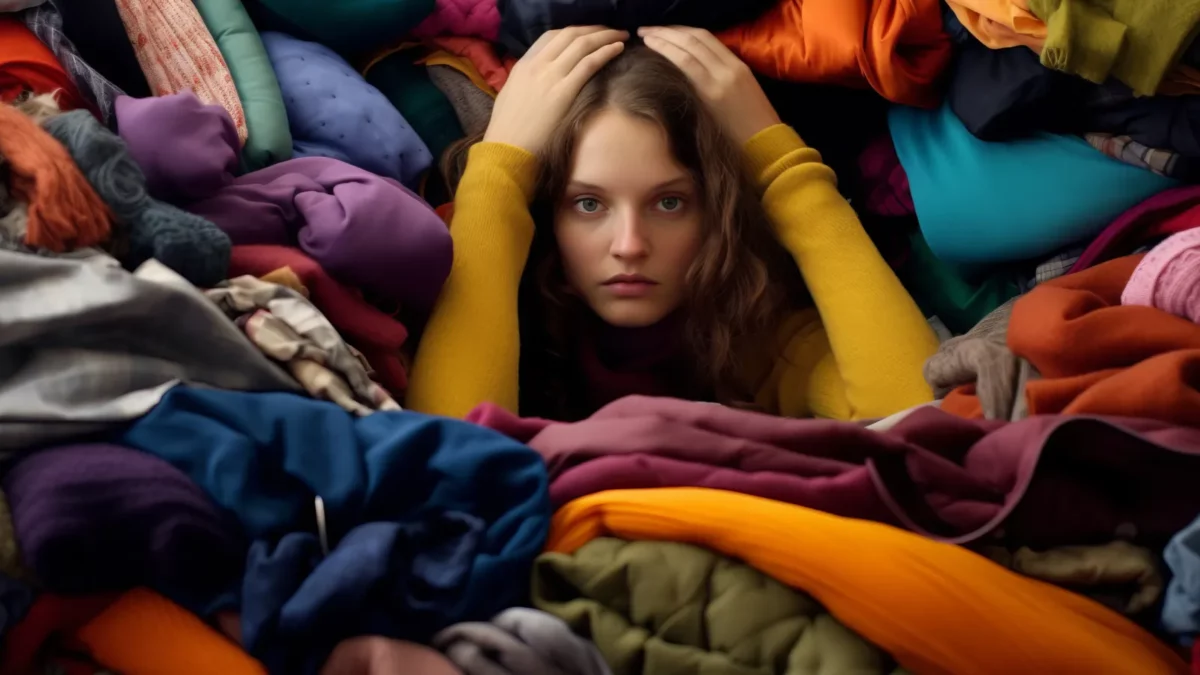 Pile of clothes; overconsumption problem