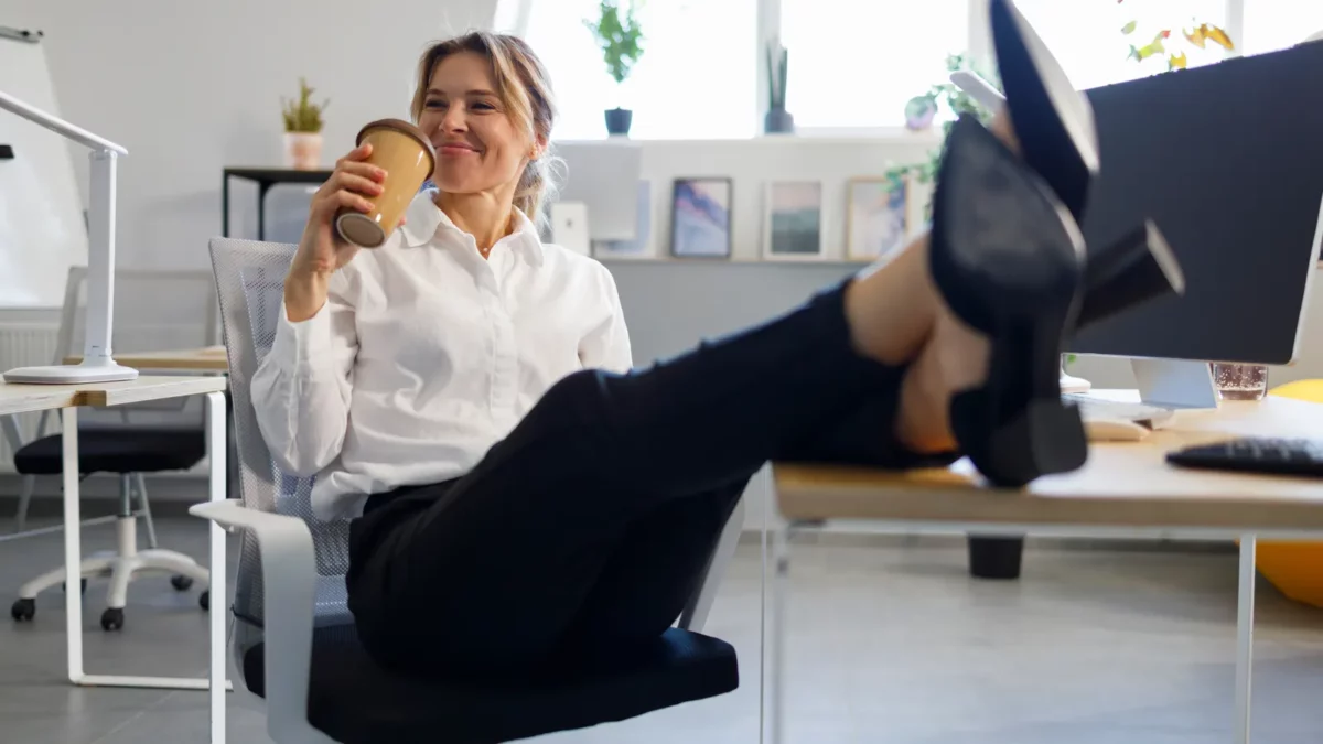 Woman relaxing during coffee break