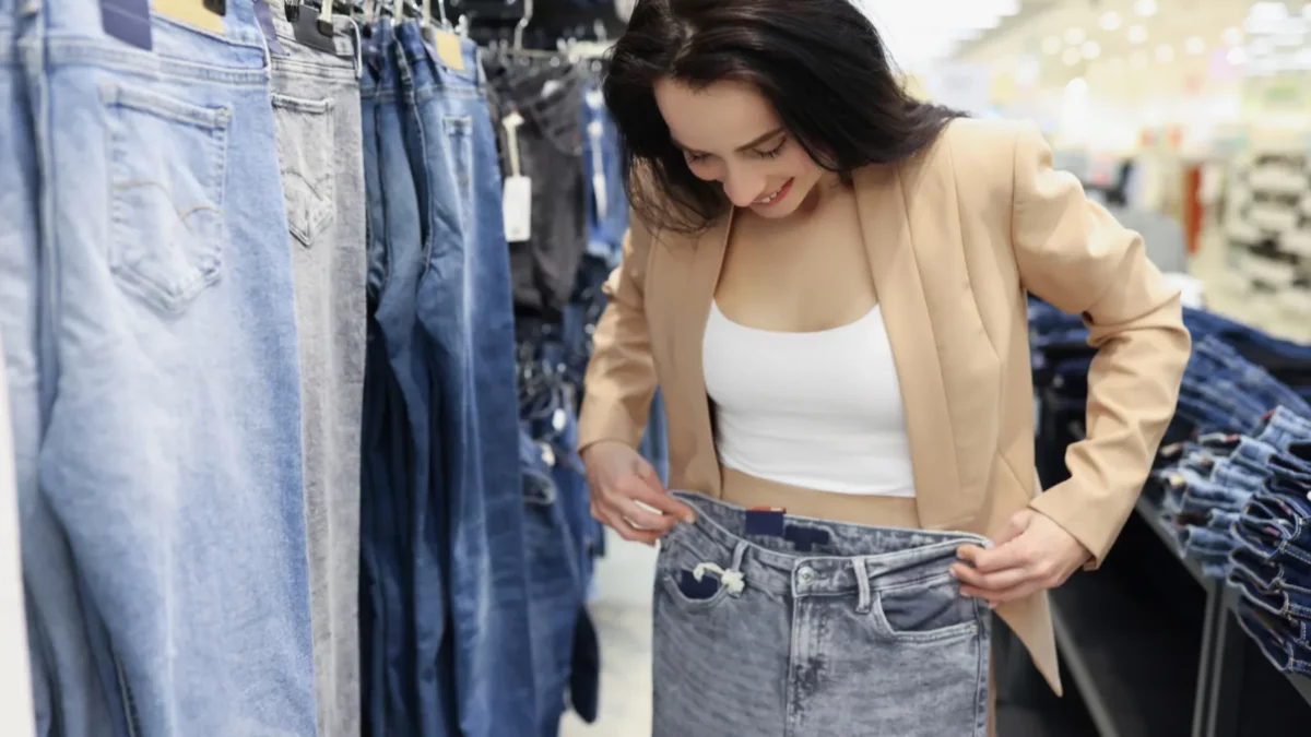 Woman shopping for jeans