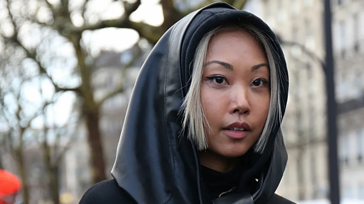 Margaret Zhang on the street during the paris fashion week