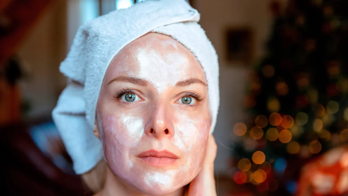 Woman with beauty face mask