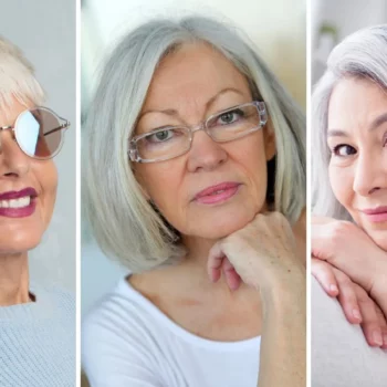 Hairstyles for gray hair (collage)