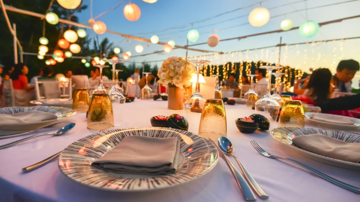 Wedding table during golden hour